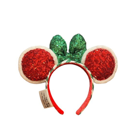 Disney Minnie Mouse Festive Red and Green Sequin Headband Christmas - Picture 2 of 4